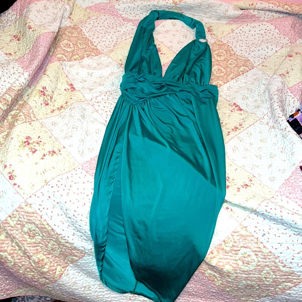 Emerald Green Split On Side Dress